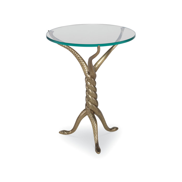 Century Carrier and Company Case Brooke Glass Top Pedestal End Table